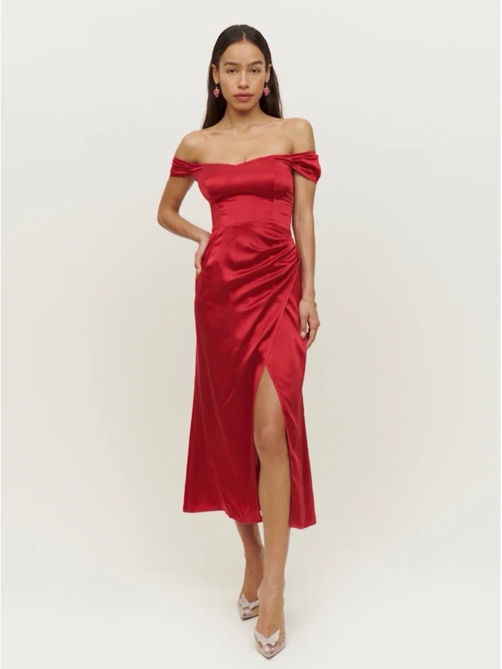 Reformation Silk Genesis Dress Red Cherry US 10